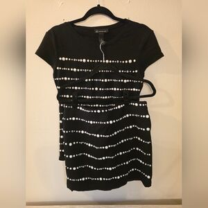 INC International Concepts Black Blouse - M  & Skirt- 10 with Pearl Details